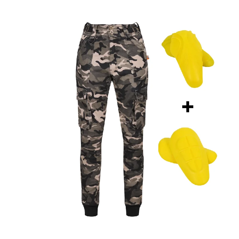 MotoGirl Lara Cargo Riding Pants - Camo Chic Capri Pants