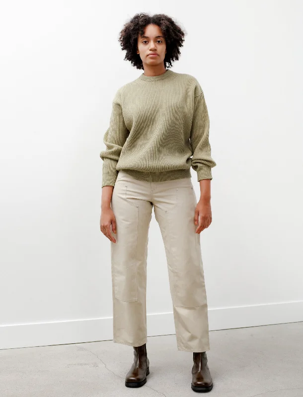 Cotton Oiled Canvas Pants Light Beige Chic Wool Trousers