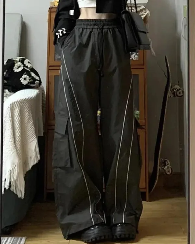 STRIPED BAGGY KOREAN PANTS Fashionable Sporty Pants