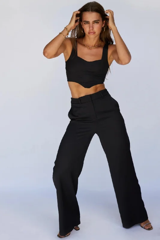 SUNDAYS THE LABEL Womens Axel Suit Pant Black Comfortable Fleece Pants