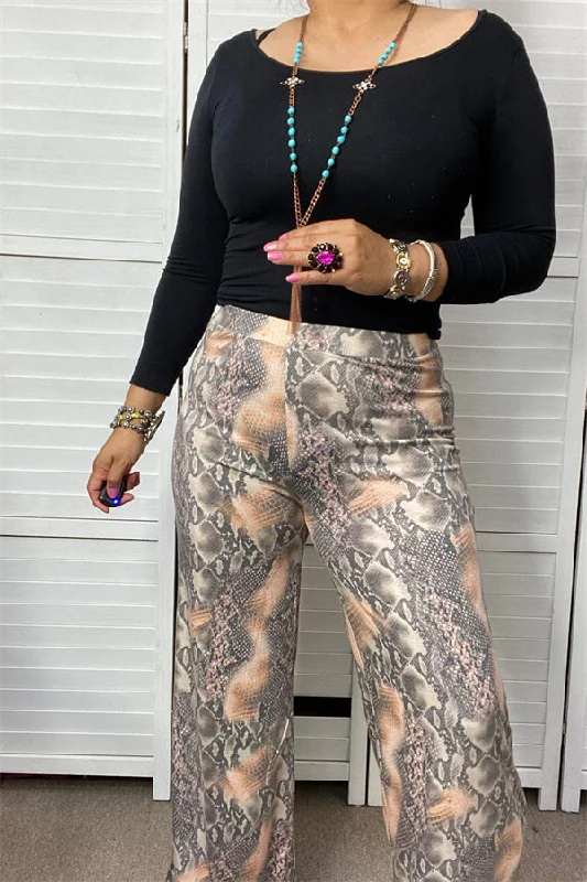 YMY10398 Snake multi color printed straight bottoms &pants for women Casual Skinny Fit Pants
