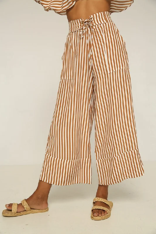 Rue Stiic Womens ANNI LACED PANT GOLD STRIPE Classic Straight Pants
