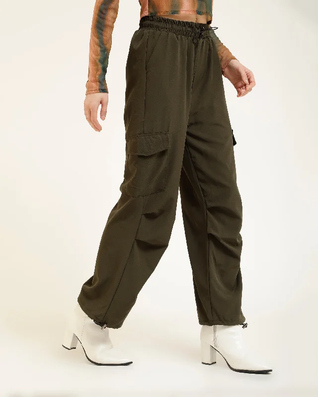 FRONT ADJUSTER PARACHUTE PANTS High-Waist Yoga Pants