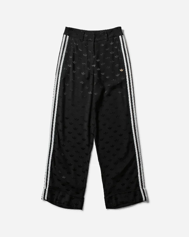 Women's Jacquard Track Pants Black Classic Straight-Leg Pants