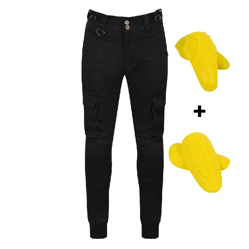 MotoGirl Lara Cargo Riding Pants - Black Sleek Black Pants