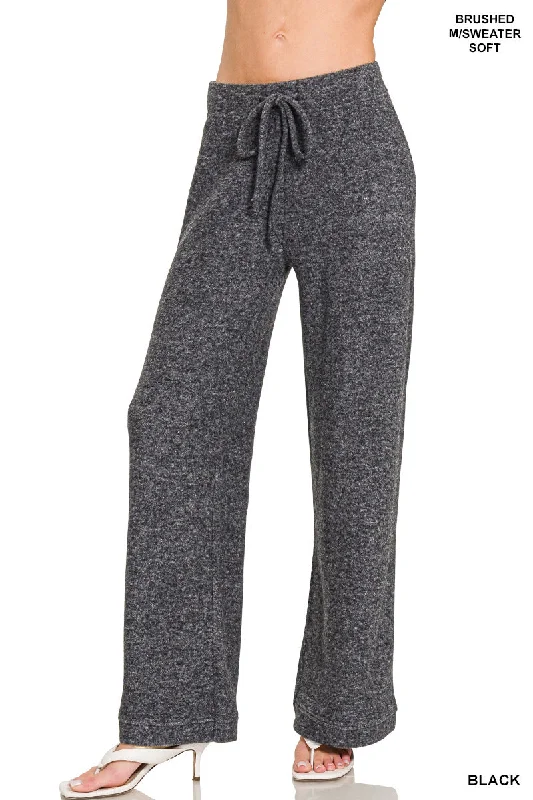 Zenana Fuzzy Hacci  Palazzo Sweat Pant HP-2479Y Slim-Fit Khaki Pants