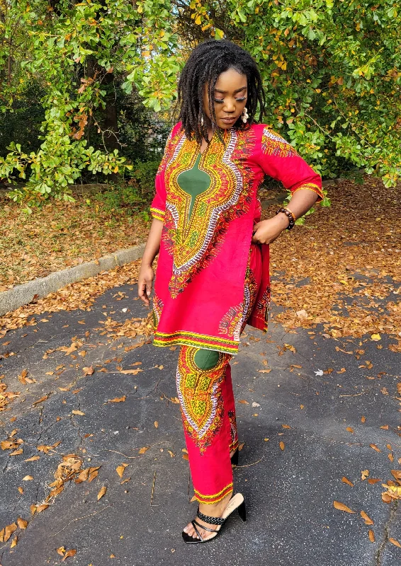 Jamilah Red Dashiki Top and pant set - DP3975LTP Relaxed Casual Leggings