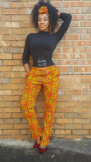Kente Print Pants for Women-DP3227PP Classic Stretch Pants