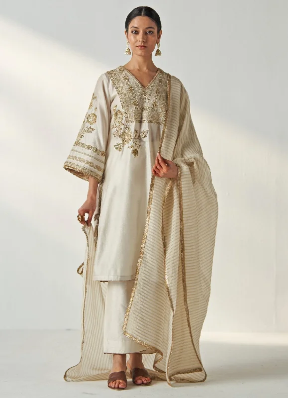 Ivory Embroidered Kurta Pant Set Comfortable Maternity Pants