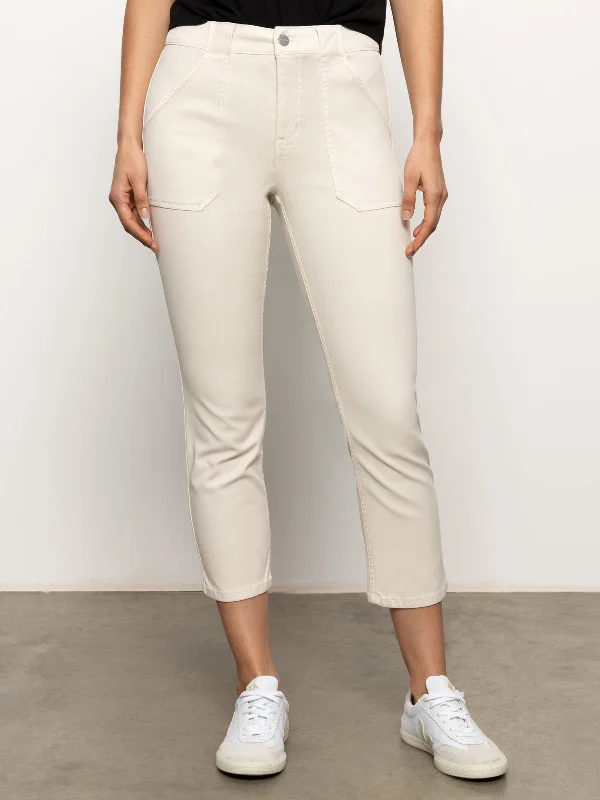 Sculpted Hayden Standard Rise Straight Crop Pants Light Oat Comfortable Jogger Trousers