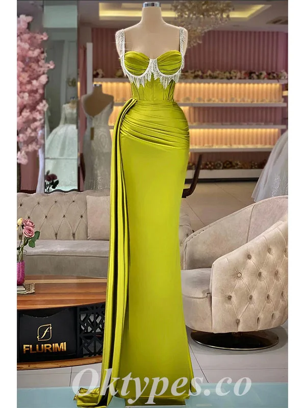 Sexy Satin Spaghetti Straps Sleeveless Mermaid Long Prom Dresses With Trailing,PDS0576 Sexy Satin Spaghetti Straps Sleeveless Mermaid Long Prom Dresses With Trailing,PDS0576
