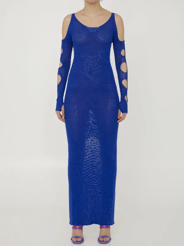 Cut-out Net Long Dress