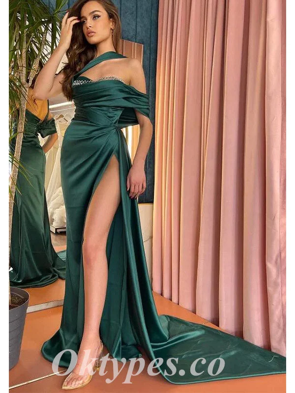 Sexy Spaghetti Straps V-Neck Sleeveless Side Slit Mermaid Long Prom Dresses With Rhinestone, PDS0826 Sexy Spaghetti Straps V-Neck Sleeveless Side Slit Mermaid Long Prom Dresses With Rhinestone, PDS0826