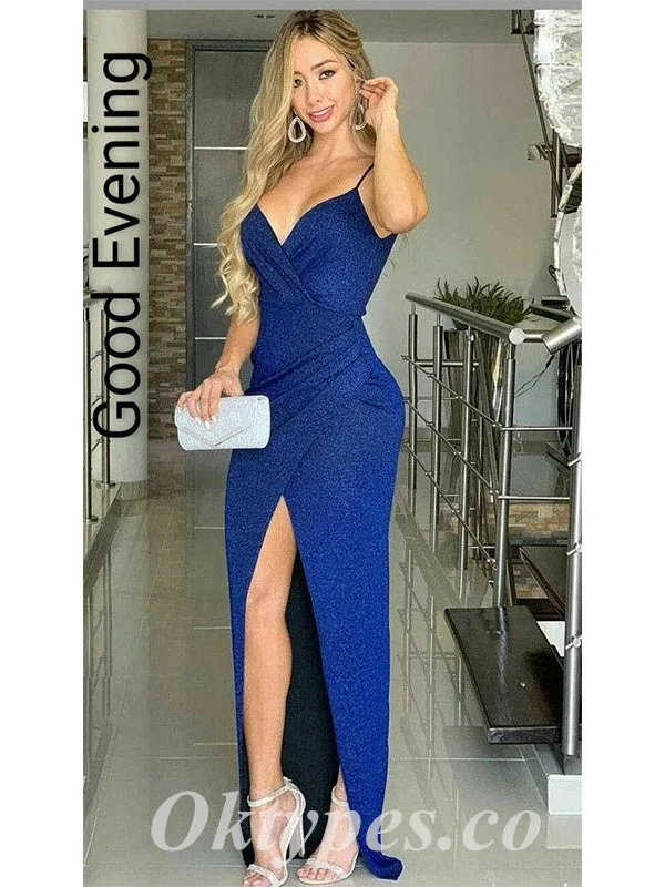 Sexy Sequin Spaghetti Straps V-Neck Sleeveless Side Slit Mermaid Long Prom Dresses, PDS0867 Sexy Sequin Spaghetti Straps V-Neck Sleeveless Side Slit Mermaid Long Prom Dresses, PDS0867