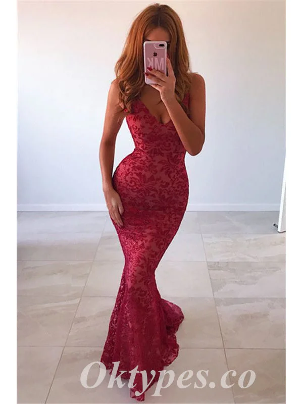 Sexy Lace Tulle Sweetheart V-Neck Sleeveless Backless Mermaid Long Prom Dresses,PDS0657 Sexy Lace Tulle Sweetheart V-Neck Sleeveless Backless Mermaid Long Prom Dresses,PDS0657