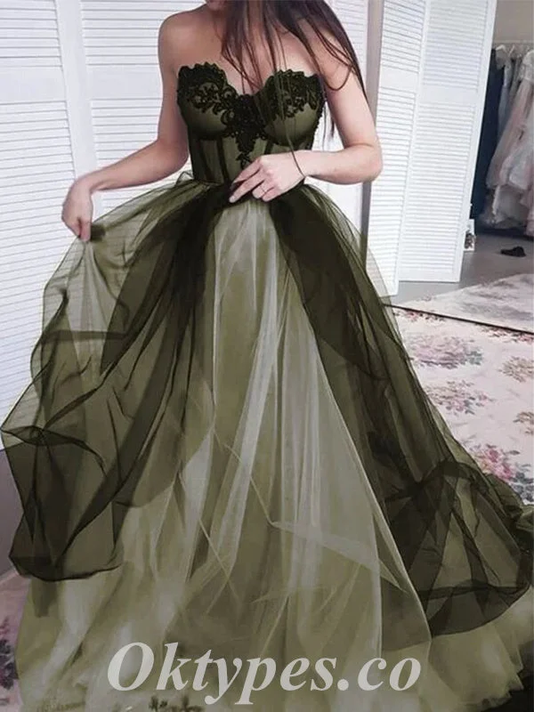 Elegant Tulle Sweetheart V-Neck Sleeveless A-Line Long Prom Dresses With Applique,PDS0720 Elegant Tulle Sweetheart V-Neck Sleeveless A-Line Long Prom Dresses With Applique,PDS0720