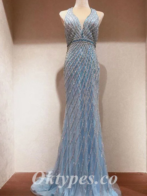 Elegant Special Fabric Spaghetti Straps V-Neck Sleeveless Mermaid Long Prom Dresses, PDS0861 Elegant Special Fabric Spaghetti Straps V-Neck Sleeveless Mermaid Long Prom Dresses, PDS0861