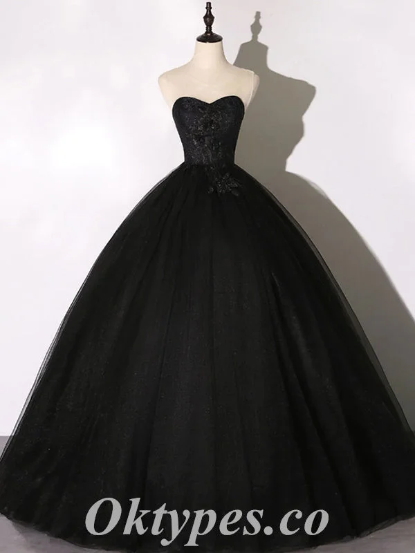 Gorgeous Black Lace And Tulle Sweetheart Sleeveless A-Line Long Prom Dresses/Ball Gown,PDS0637 Gorgeous Black Lace And Tulle Sweetheart Sleeveless A-Line Long Prom Dresses/Ball Gown,PDS0637