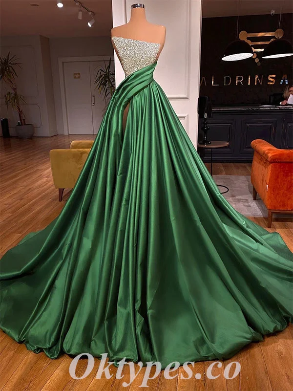 Sexy Sequin Top Satin Bottom Sweetheart Sleeveless Side Slit A-Line Long Prom Dresses,PDS0587 Sexy Sequin Top Satin Bottom Sweetheart Sleeveless Side Slit A-Line Long Prom Dresses,PDS0587