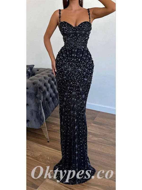Sexy Special Fabric Spaghetti Straps V-Neck Sleeveless Mermaid Long Prom Dresses With Beading, PDS0851 Sexy Special Fabric Spaghetti Straps V-Neck Sleeveless Mermaid Long Prom Dresses With Beading, PDS0851