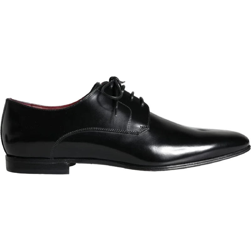 Dolce & Gabbana Black Calfskin Leather Derby Dress Men Shoes