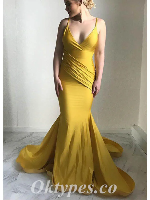 Sexy Satin Spaghetti Straps V-Neck Sleeveless Backless Mermaid Long Prom Dresses,PDS0672 Sexy Satin Spaghetti Straps V-Neck Sleeveless Backless Mermaid Long Prom Dresses,PDS0672