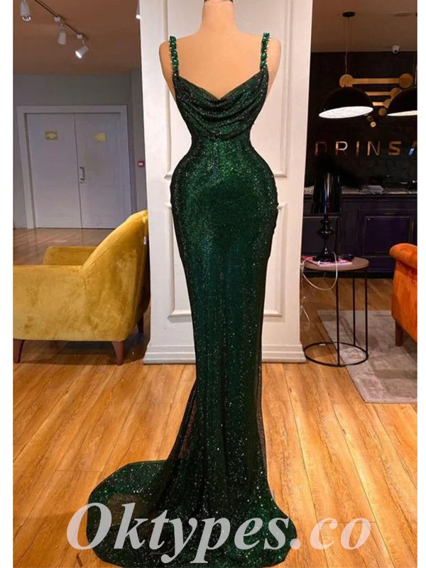Sexy Simple Sequin Spaghetti Straps Cowl Sleeveless Mermaid Long Prom Dresses,PDS0498 Sexy Simple Sequin Spaghetti Straps Cowl Sleeveless Mermaid Long Prom Dresses,PDS0498