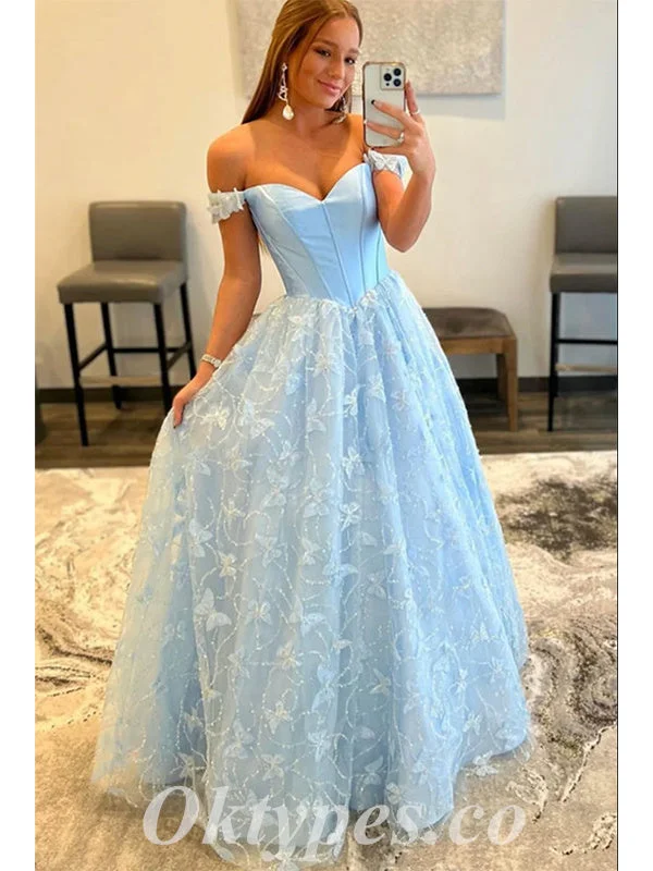 Elegant Satin Tulle And Satin Off Shoulder V-Neck Sleeveless Lace Up A-Line Long Prom Dresses With Applique,PDS0663 Elegant Satin Tulle And Satin Off Shoulder V-Neck Sleeveless Lace Up A-Line Long Prom Dresses With Applique,PDS0663