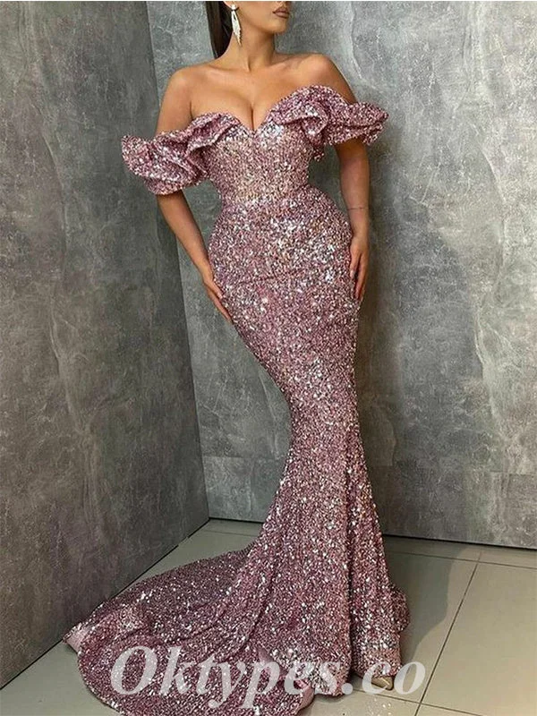 Sexy Gorgeous Sequin Off Shoulder V-Neck Sleeveless Mermaid Long Prom Dresses,PDS0530 Sexy Gorgeous Sequin Off Shoulder V-Neck Sleeveless Mermaid Long Prom Dresses,PDS0530