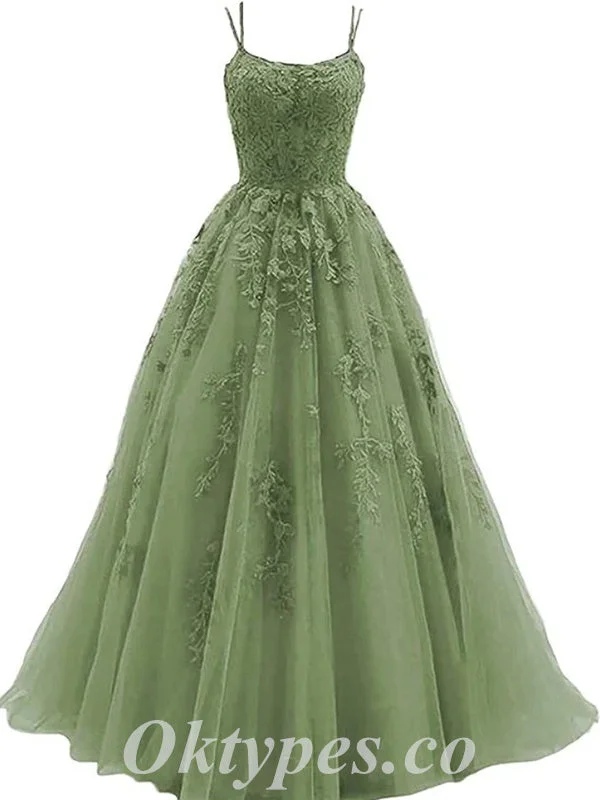 Elegant Tulle And Lace Spaghetti Straps Sleeveless A-Line Long Prom Dresses/Ball Gown With Applique,PDS0642 Elegant Tulle And Lace Spaghetti Straps Sleeveless A-Line Long Prom Dresses/Ball Gown With Applique,PDS0642