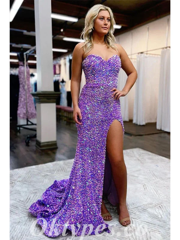 Sexy Purple Sequin Sweetheart V-Neck Sleeveless Side Slit Mermaid Long Prom Dresses,PDS0507 Sexy Purple Sequin Sweetheart V-Neck Sleeveless Side Slit Mermaid Long Prom Dresses,PDS0507
