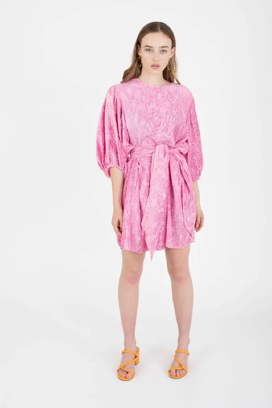 Pleated Satin Dress