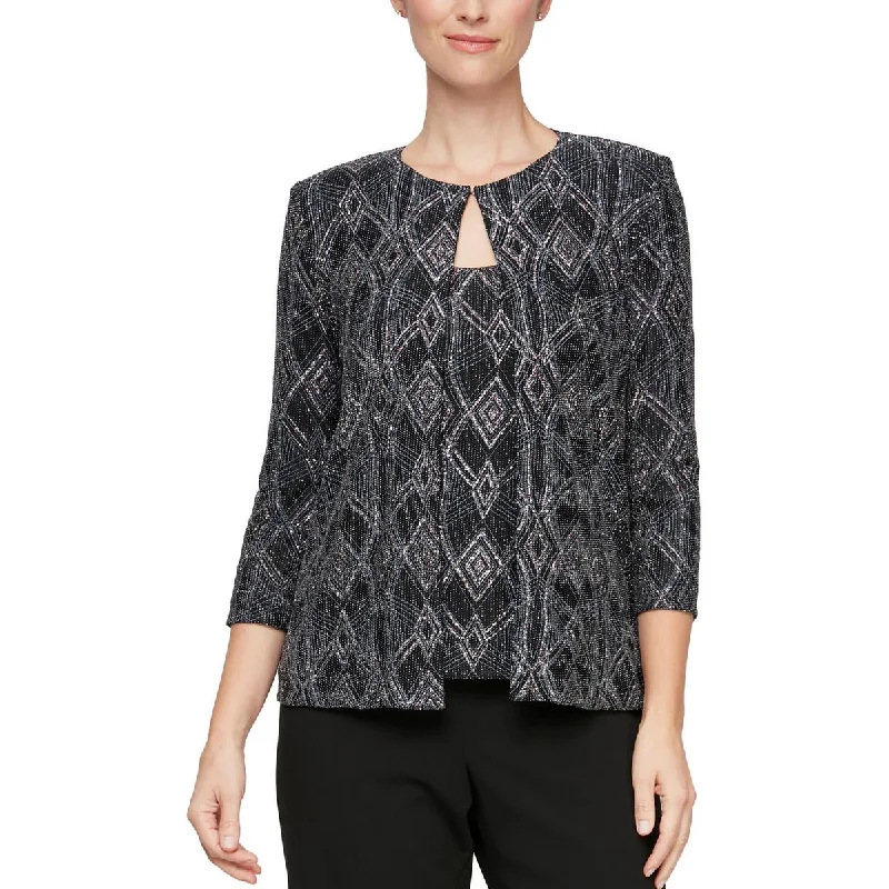 Alex Evenings Womens Metallic Blouse