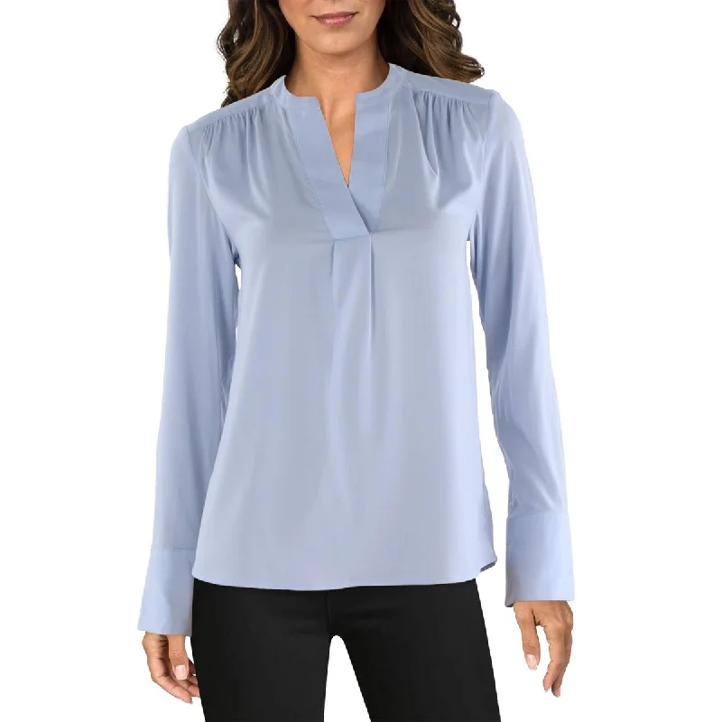 Calvin Klein Womens Solid V-Neck Blouse