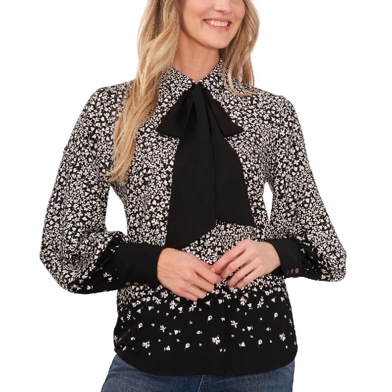 CeCe Womens Neck Tie Collared Blouse