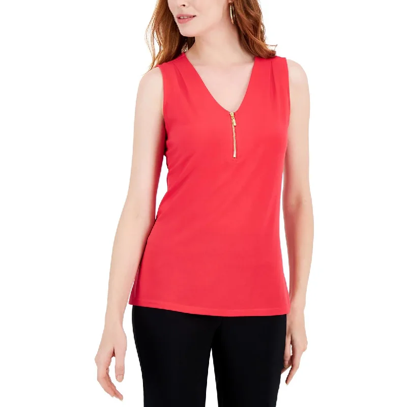 INC Womens 1/4 Zip V-Neck Blouse