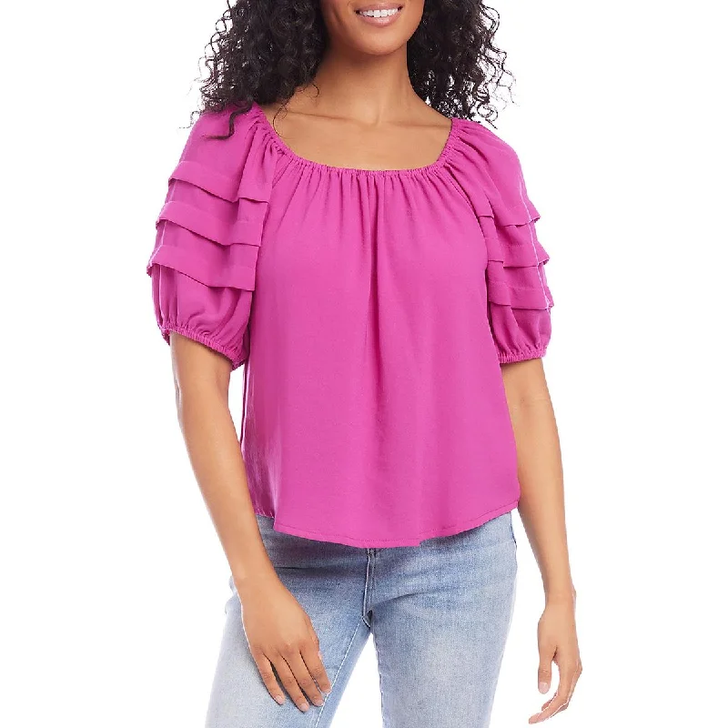 Karen Kane Womens Pleated Bishop Sleeve Blouse