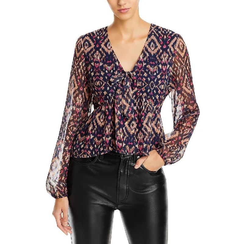 Koko + Mason Womens Metallic Peplum Blouse