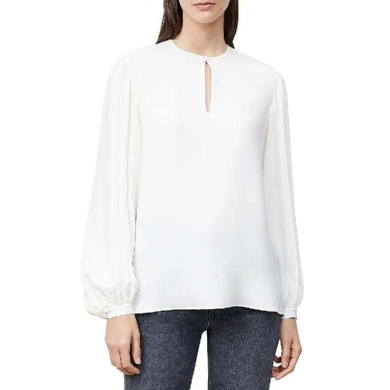 Lafayette 148 New York Womens Layton Cut-Out Silk Blouse