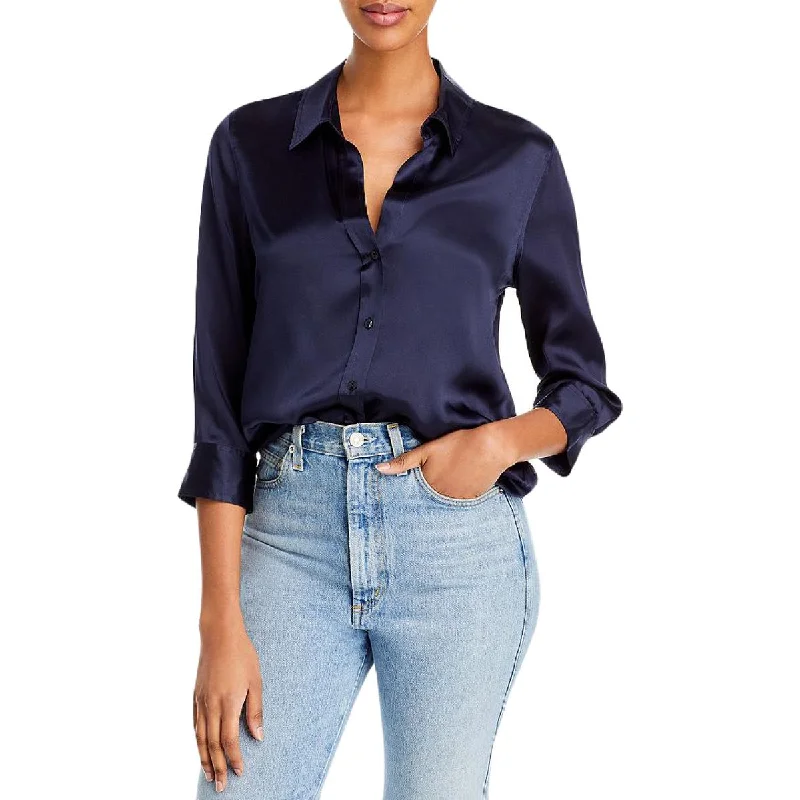 L'Agence Womens Dani Silk Button-Up Blouse