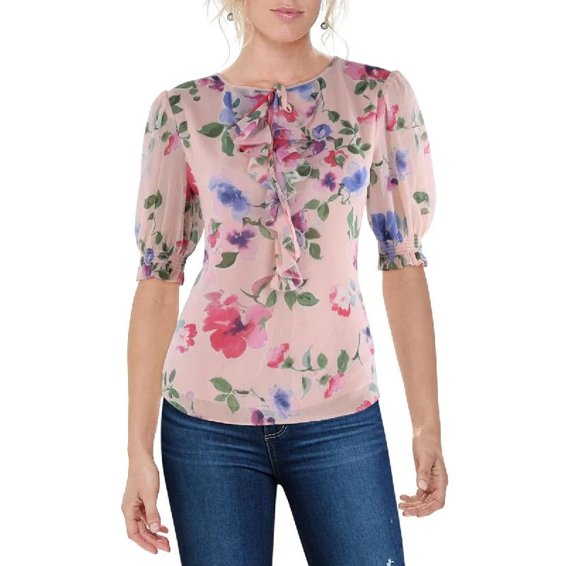 Lauren Ralph Lauren Womens Ruffled Floral Blouse