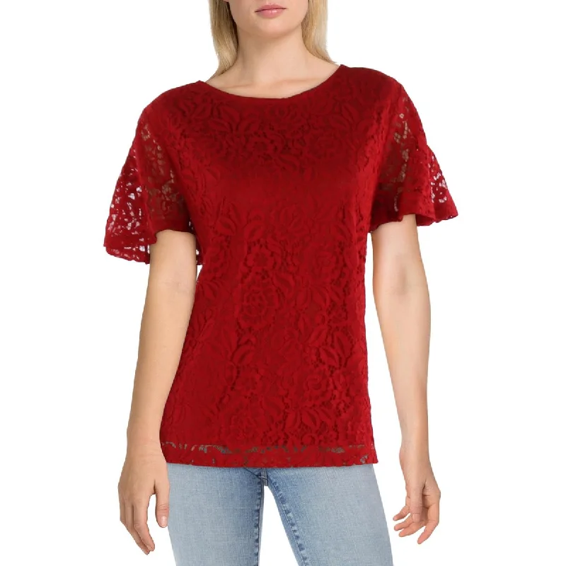 Liz Claiborne Womens Petites Lace Lightweight Blouse