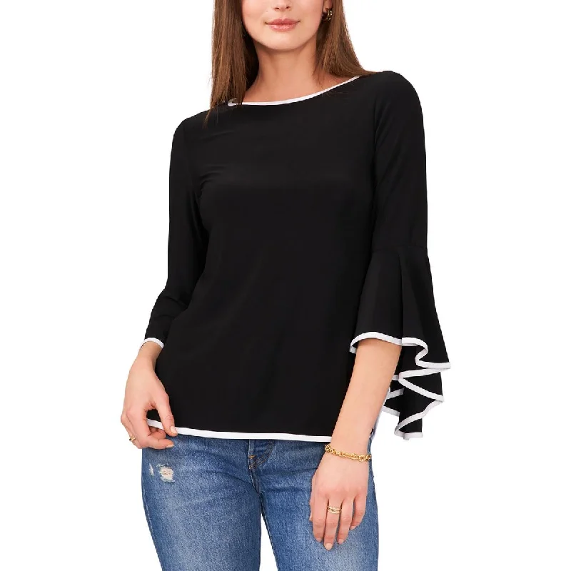 Sam & Jess Womens Contrast Trim Bell Sleeve Blouse