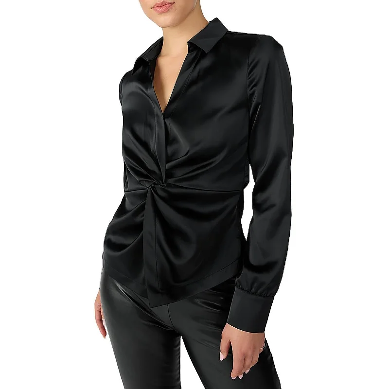 Sanctuary Womens Silk Knot Front Blouse