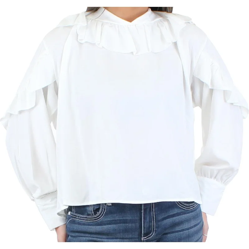 To My Lovers Womens Ruffled Tie Sash Blouse