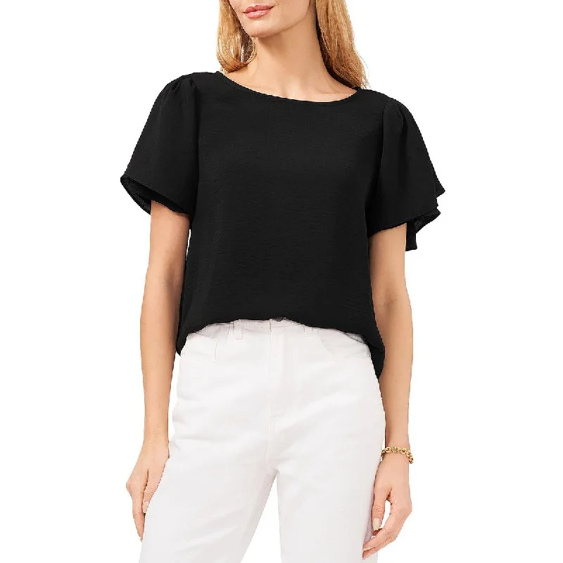 Vince Camuto Womens Crinkle Boatneck Blouse