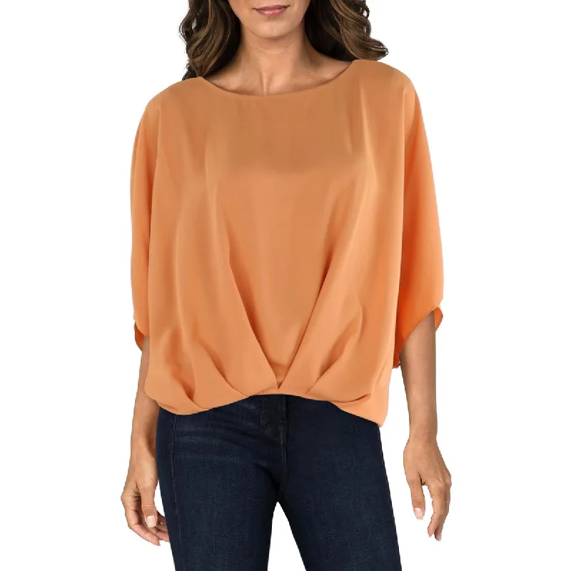 Vince Camuto Womens Pleated Batwing/Dolman Sleeve Blouse