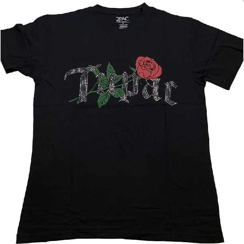 Tupac | Official Band T-Shirt | Rose Logo (Diamante)