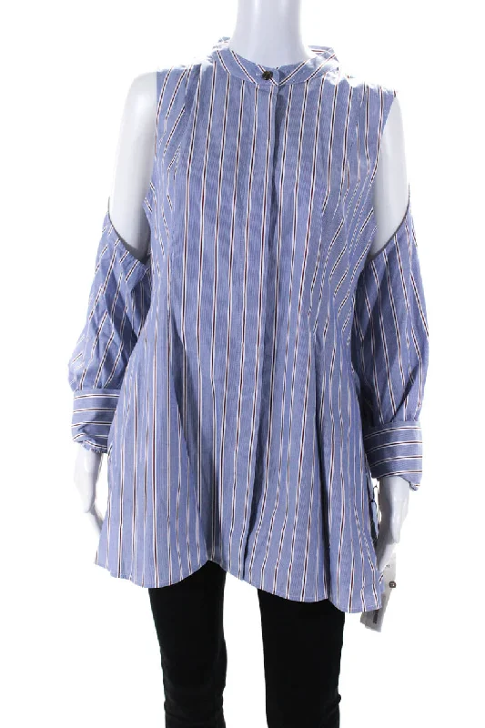 Adeam Womens Snow Drop Blouse Ice Blue Lightweight Linen Blouse