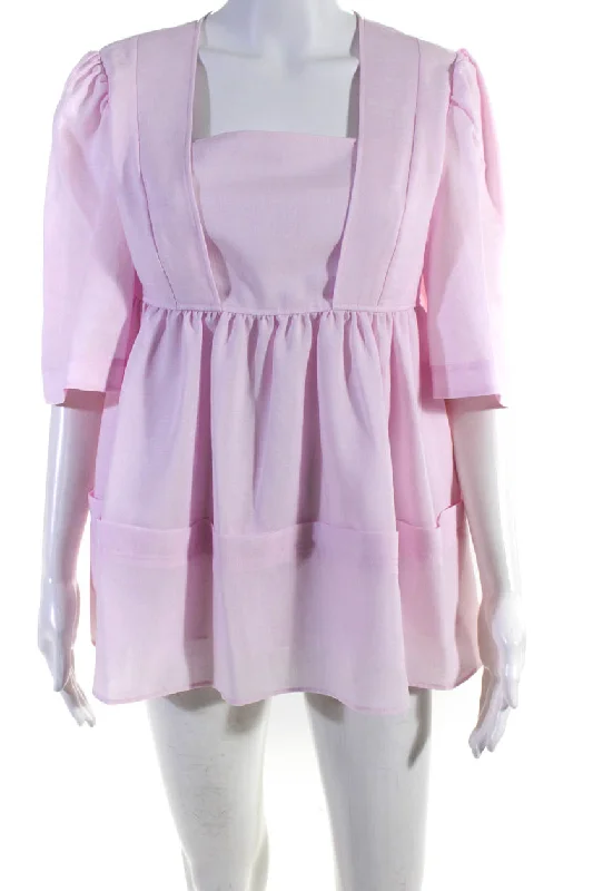 Adeam Womens Wisteria Blouse Cherry Blossom Satin Long Blouse